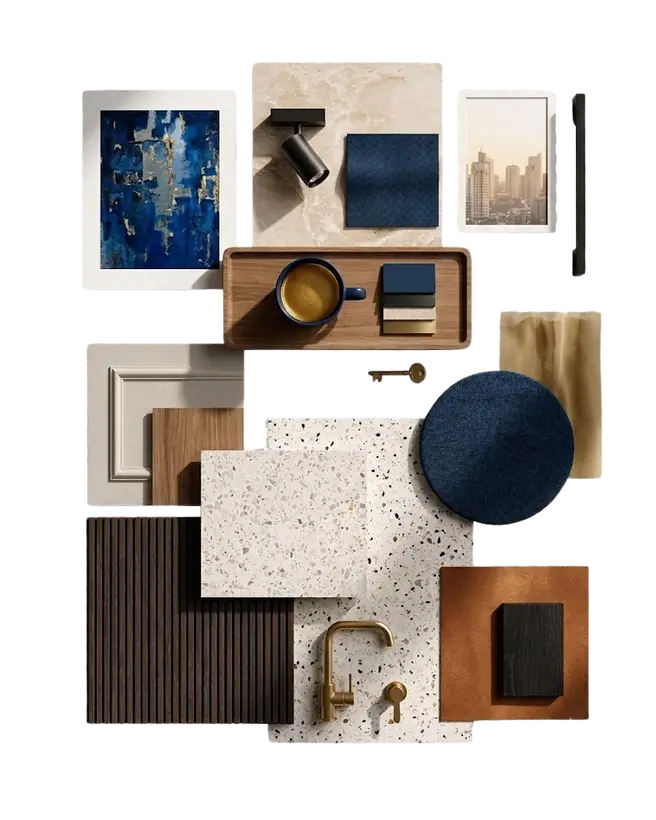 Moodboard de materiales del estilo Elegant