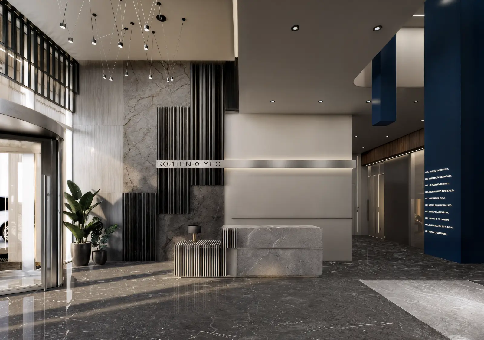 Lobby con acceso de puerta giratoria