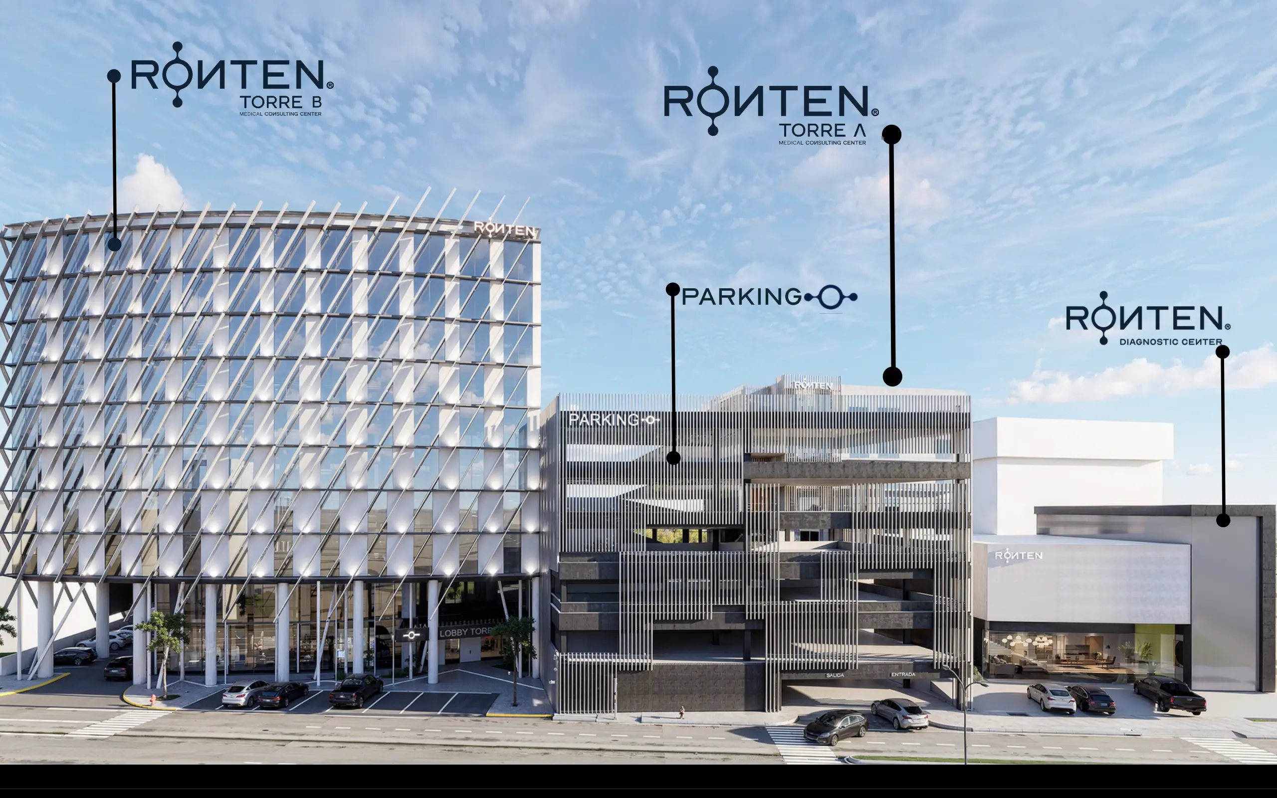 Rönten Medical Torre B, Rönten Parking, Rönten Medical Consulting Center (Torre A) y Rönten Diagnostic Center